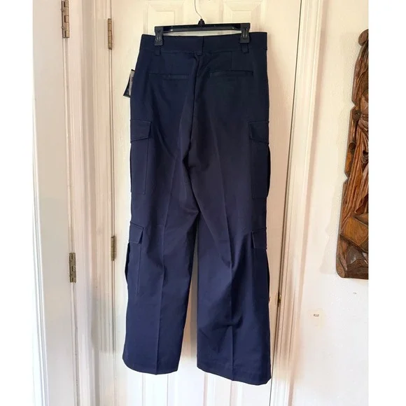 Lauren Ralph Lauren Navy Faille Cargo Pants High Rise Straight Leg 10 NWT 658381 - Picture 5 of 5